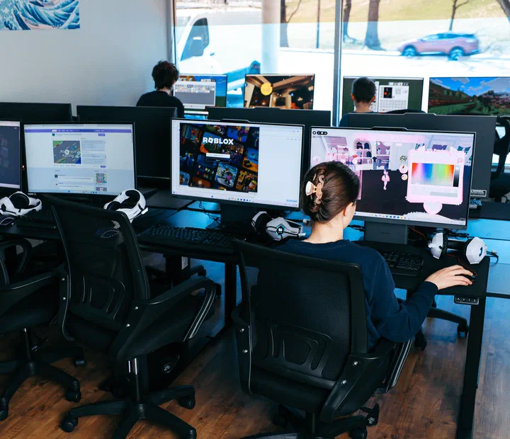 Students participating in a computer-based class